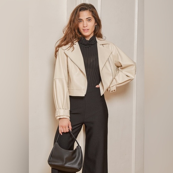 NWT Lulu’s Cool to the Core Ivory Vegan Leather Moto
Jacket - Picture 3 of 12